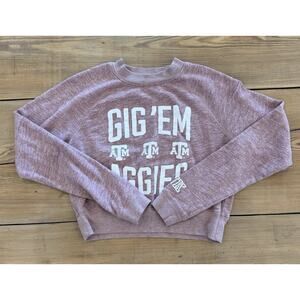 PINK Victoria’s Secret Gig Em Aggies Texas A&M Cropped Crewneck Sweatshirt M